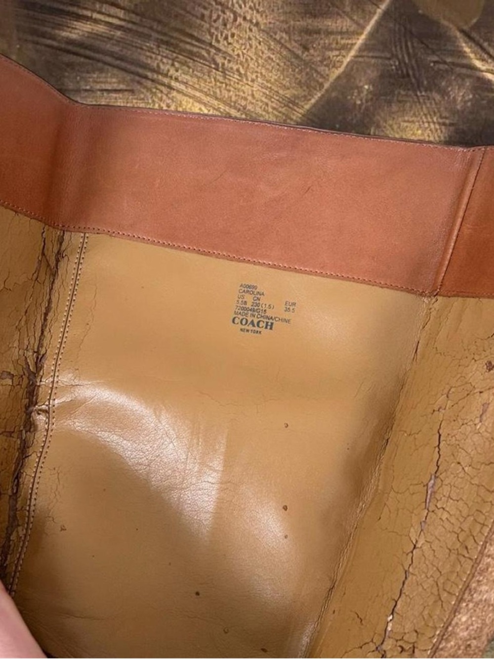 Coach Brown Leather Mid-Calf Heeled Riding Boots with Gold Ring Buckle - Picture 5 of 9